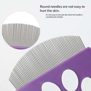 Commercio all'ingrosso in metallo plastica Pet toelettatura pettine per pidocchi Logo personalizzato piccolo metallo gatto strumento per la pulizia dei peli per animali - Product Image 6