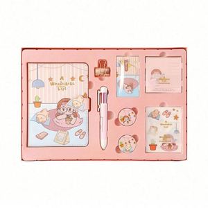 Korean Cute Gift Set <b>Notebook</b>/Eight Color Ballpen/Tape/Sticker Promotional Stationery Set for Student - Product Image 1