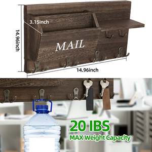 Organizzatore di posta in legno decorativo personalizzato con 5 chiavi rustiche per la decorazione della casa <span class=keywords><strong>sala</strong></span> - Product Image 2