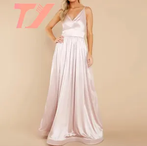 TUOYI Elegant And Fashionable Women Party V-neck Sling Backless Waist Zipper Pleated Design Women Formal Evening Dress