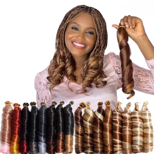 <span class=keywords><strong>Cheveux</strong></span> Synthétiques Bouclés Ondulés Libres à Crochet Français 22 Pouces, Style Spirale pour Femmes Noires, Échantillon Gratuit - Product Image 1