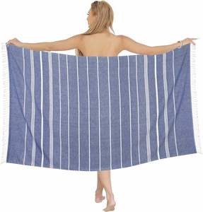 Dlebay Paquete de 2 Toallas de Playa Extra Grandes de Algodón Turco a Rayas para Uso en Verano 99x183cm Verde Menta - Product Image 3