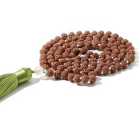 Authentique 5 perles Mukhi Rudraksha Mala avec glands 108 perles pierre de diamant naturel pour la prière de méditation et la guérison
