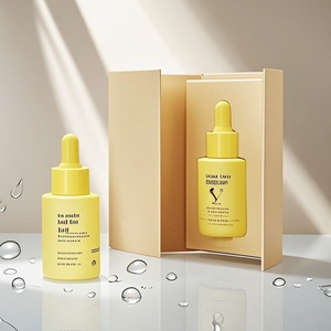 Skin Care Packaging Serum Bottle Yellow 1oz 30ml Frosted <b>Empty</b> Flat Shoulder Hair Essential Oil Glass Dropper Bottle with <b>Box</b> - Product Image 1