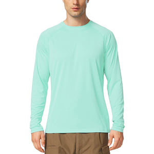 Vente en gros de chemises de protection solaire UPF 50+ à séchage rapide, à col zippé, à manches longues, pour hommes, sports d'été, activités de plein air, personnalisables - Product Image 2