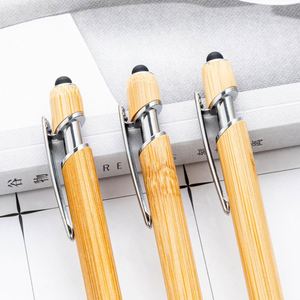 Stylo en bambou écologique, stylo à bille encre noire 1 mm, durable pour l'écriture, produits de bureau - Product Image 2