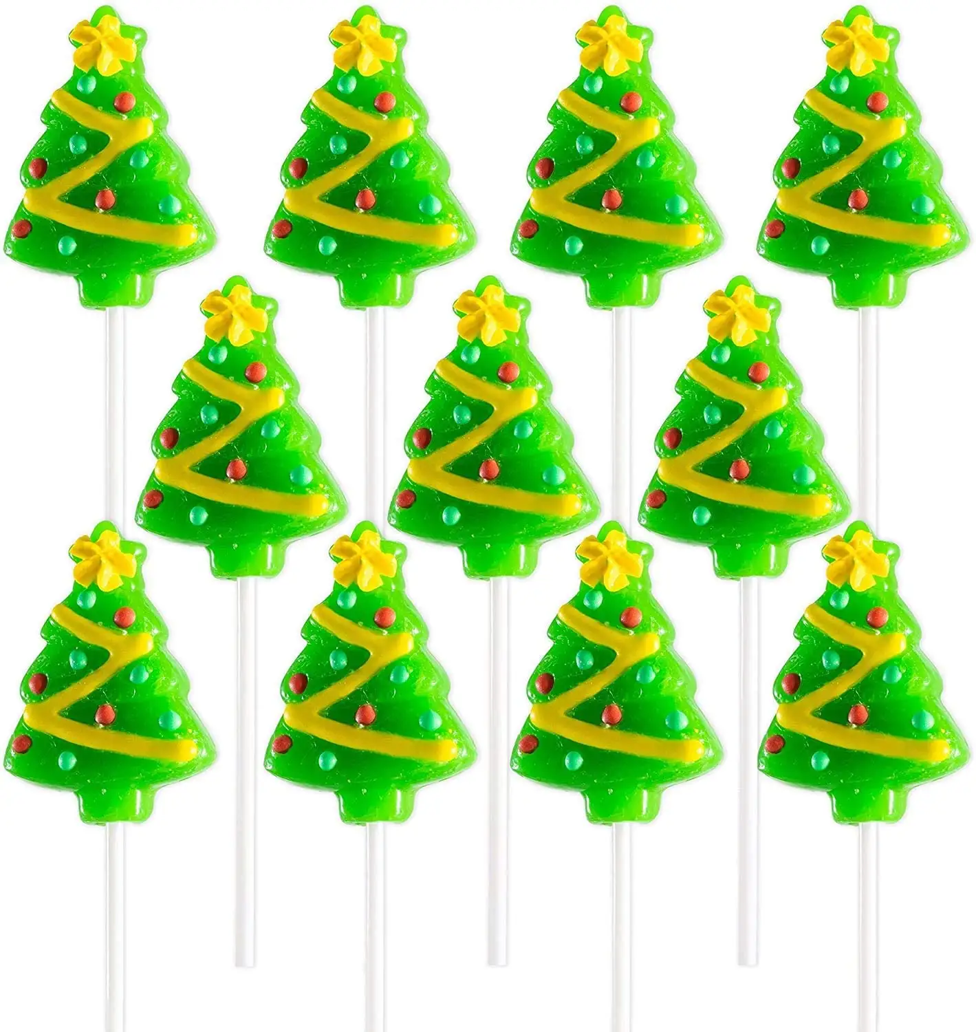 Green Christmas tree shape hard lollipop candy