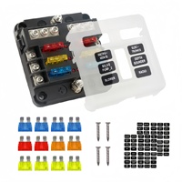Boîte à fusibles 12V 6 voies avec lumières LED, panneau de fusibles marin étanche pour voitures et bateaux 24V