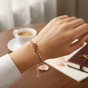 Rose Gold P. 925K Sterling Silver Infinity <b>Love</b> Heart Bracelet BSBL068 - Product Image 3