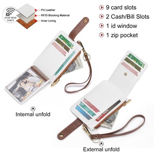 New Slim Bifold RFID Blocking PU Leather <b>Card</b> <b>Holder</b> <b>Wallet</b> for Ladies Multi-<b>Card</b> Bag with Zipper Clip Closure Logo Coin Purse - Product Image 4