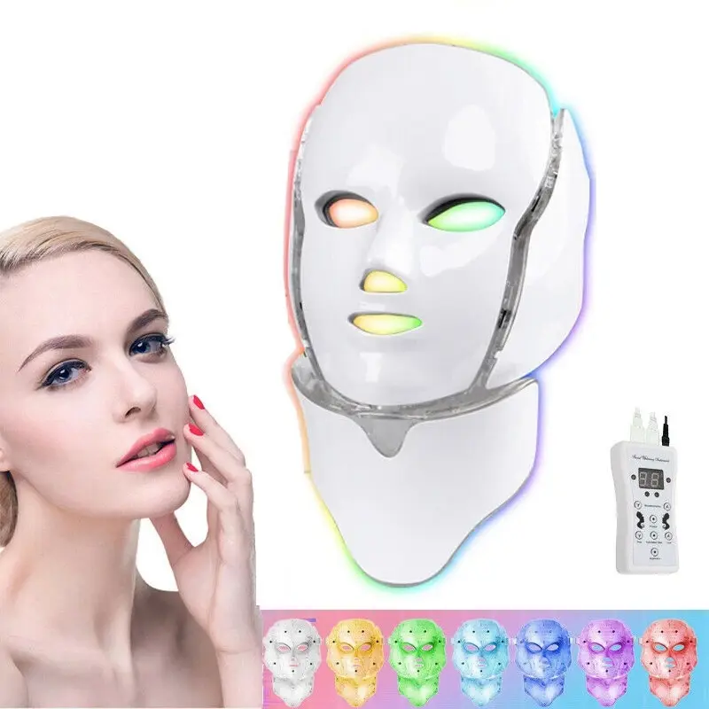 Máscara de led para tratamento de spa, dispositivo de tratamento facial de luz vermelha com 7 cores