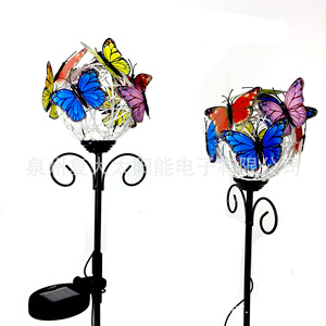 Solar Butterfly <b>Ball</b> Light Outdoor Garden Iron Art Decor <b>LED</b> Water Resistant Free Standing - Product Image 5