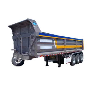 Semi-remorque benne basculante robuste en acier jaune 6x4 Diesel 12R22.5 pour transport d'engins - Product Image 5