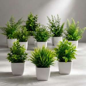 Plantes artificielles en pot, <span class=keywords><strong>fleurs</strong></span> artificielles Shimmer Star dans un pot blanc pour la décoration de la maison, <span class=keywords><strong>du</strong></span> bureau, de la table, style minimaliste - Product Image 1