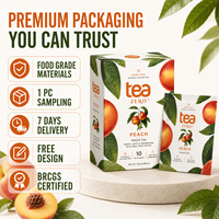 Sachets de thé pliables personnalisés biodégradables de qualité alimentaire certifiés BRC, en papier kraft, avec logo imprimé quadricolore, pour thé aux herbes et aux fruits