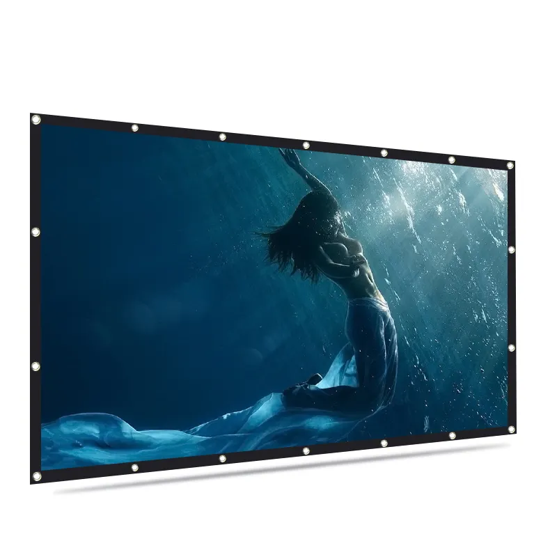 150 Inch Fabriek Groothandel Display Matte White Groothandel Outdoor Wall Mount Zachte Opvouwbare Outdoor Draagbare Projectiescherm