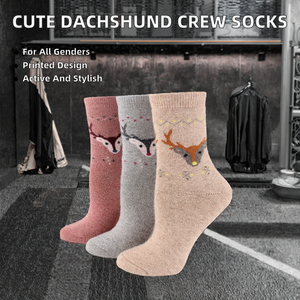 Calcetines de invierno de punto para mujer al por mayor, con diseño de reno navideño, gruesos, térmicos, de mezcla de <span class=keywords><strong>lana</strong></span> y cachemira, para botas de cabaña - Product Image 2