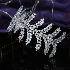 Corona Tiara con Circonia cúbica brillante para mujer, accesorios para el cabello de boda, Romance, Princesa, corona BC5535, Diadema - Product Image 3