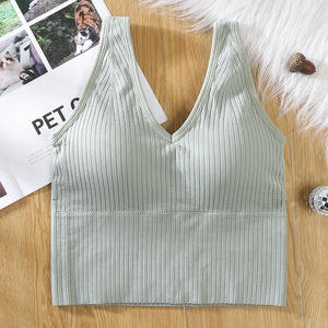 Bralette sexy sin espalda para mujer, sujetador deportivo con tirantes anchos, top tipo tubo, ropa interior deportiva - Product Image 5