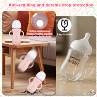 Soporte para Biberón de Silicona de Grado Alimenticio, Libre de BPA, Forma de Pirámide, con Asas de Fácil Agarre, Flujo Medio, para Biberones de 240 ml
