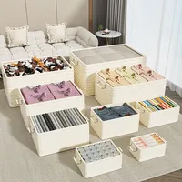 Boîte de rangement pliable grande capacité avec couvercle, en plastique PP, pliable, pour vêtements, organiseur de placard, bac de rangement pour jouets