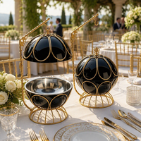 Plat de service de luxe noir et or, ensemble chauffe-plats pour buffet, idéal pour mariages, traiteurs, fêtes, hôtels et restaurants