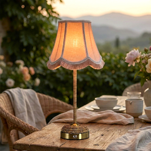 Lampada da Tavolo Senza Fili con <span class=keywords><strong>Paralume</strong></span> in Tessuto Macramè per Casa, Caffetteria, Ristorante, Decorazione Matrimoni, Base <span class=keywords><strong>E14</strong></span> - Product Image 4