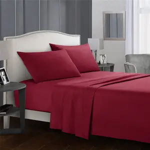 Microfiber Bed Sheet 4Pcs Brushed Microfiber Bed Sheet Bedding Set Flat Sheet/Fitted Sheet Bedsheet With 2 Pillow Case