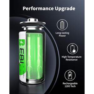 Piles rechargeables EBL haute capacité, lot de 4, 1,2 V, 10 000 mAh, avec chargeur de batterie intelligent à écran LCD pour Ni-MH AA AAA C D - Product Image 4