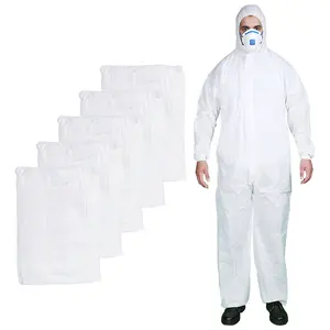 Type 5 6 PPE CAT 3 Products Coveralls Disposable With Hood without boot white color Microporous coverall