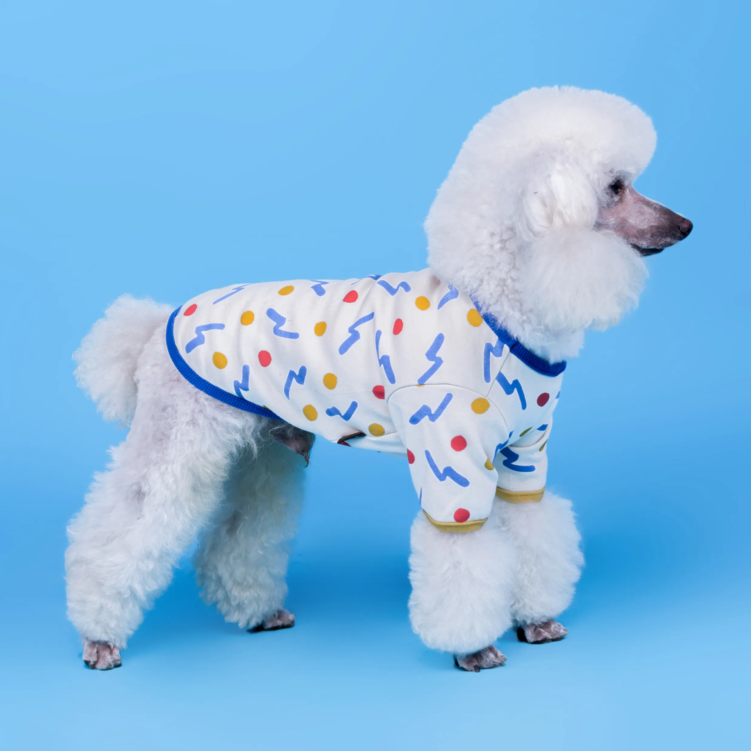 2023 nuova maglietta per cani di abbigliamento per animali domestici di alta qualità di vendita calda 100% cotone moda a pois maglione per cani vestiti per animali domestici