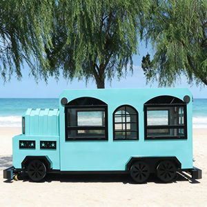 Camion de Restauration Commercial Décoré d'Étoiles Géométriques, Design Multi-Fenêtres pour Vente de Glaces et Snacks, Acier Inoxydable, Garantie 2 Ans - Product Image 1