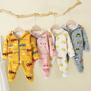 2020 bambini di autunno felpe con cappuccio set in pile foderato del bambino delle ragazze dei ragazzi pullover con cappuccio set set sport top per i bambini