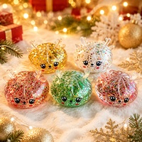 Jouets anti-stress à presser en caoutchouc souple en forme de renne et d'élis, à rebond lent, avec lumières, en boîte, sur le thème de Noël