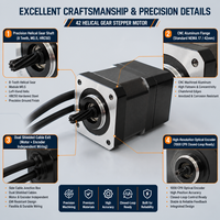 Moteur pas à pas hybride NEMA17 42 à boucle fermée, arbre à engrenages 48 mm, DC24V, couple 0,64 Nm, 2 phases, avec arbre personnalisé pour équipement médical