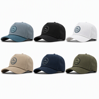 Casquette de baseball personnalisée OEM pour le golf, perforée au laser, avec patch en caoutchouc, casquette snapback pour hommes, sports de plein air