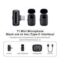 Microphone Lavalier sans Fil T1 Mini pour Extérieur, Diffusion en Direct, Téléphone Portable, Radio, Réduction du Bruit, Micro Cravate Sans Fil