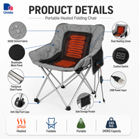 Chaise de camping chauffante alimentée par USB, pliable et portable, avec chauffage du dossier et du siège pour une utilisation en extérieur en hiver