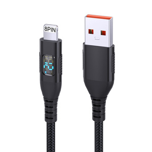 OEM 1M 2M 3M สายถัก USB AM ถึง8 Pin สาย5V 2.4A C TO L พร้อมจอแสดงผลดิจิตอล kabel USB ladekabel สำหรับ <span class=keywords><strong>iPhone</strong></span> 14 13 <span class=keywords><strong>12</strong></span> - Product Image 4