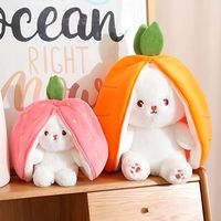 Peluche Lapin Berry en Polyester, Jouet en Peluche Super Doux Transformable en Lapin Carotte, Coton PP pour Filles, Vente en Gros