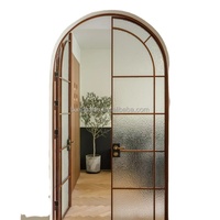 Portes françaises en verre modernes et sécurisées, étanches, avec système de verrouillage multipoints pour villas résidentielles et grandes maisons