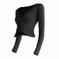 Camiseta Deportiva de Manga Larga para Mujer, Estilo Yoga, Sensación Ligera, Moldea la Cintura, Ajustada, Transpirable, para Danza y Running
