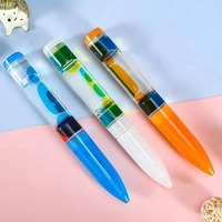 Pena penanda waktu cairan isi minyak air kustom 16cm pena Floating gerakan cair barang hadiah anak-anak