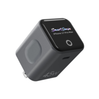 Mini écran TFT anglais, adaptateur de voyage 45W GaN PD à charge rapide, chargeur intelligent avec prise US pour ordinateur portable, téléphone, tablette