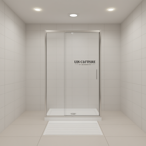 Porte de douche pivotante 44-48 L x 71 H, verre trempé 6 mm, cadre chromé, installation réversible, design contemporain - Product Image 2