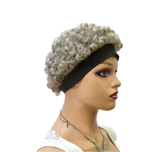 Perruques courtes bouclées pour femmes avec bandeau, en cheveux humains gris, pour le Nouvel An chinois - Product Image 6