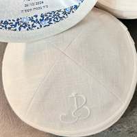 Hoogwaardige groene Italiaanse fluwelen kippa met aangepaste borduring, Joodse yarmulke, judaica, schedelkap, bruiloft, bar mitswa ceremonie, aandenken