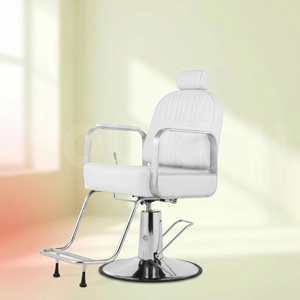 Sillón de Peluquería con Estructura de Acero Inoxidable Cromado, <span class=keywords><strong>Reclinable</strong></span>, Hidráulico y Ajustable <span class=keywords><strong>para</strong></span> Salón de Belleza - Product Image 1