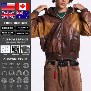 Chaqueta con Capucha KingSen de Alta Calidad para Hombre, Diseño Colorblock con Parches de Cuero Sintético, Forro Polar, Cierre de Cremallera, 100% Poliéster - Product Image 2