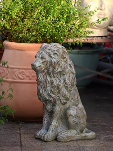 Statue de lion décorative en résine Sculpture animale artisanale en fibre de verre pour jardin et intérieur Statue de lion d'extérieur - Product Image 3